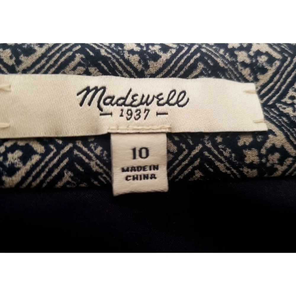 Madewell Silk Skirt Nico Mini Women's M Blue 100% Silk Print Lined Zipper Flared